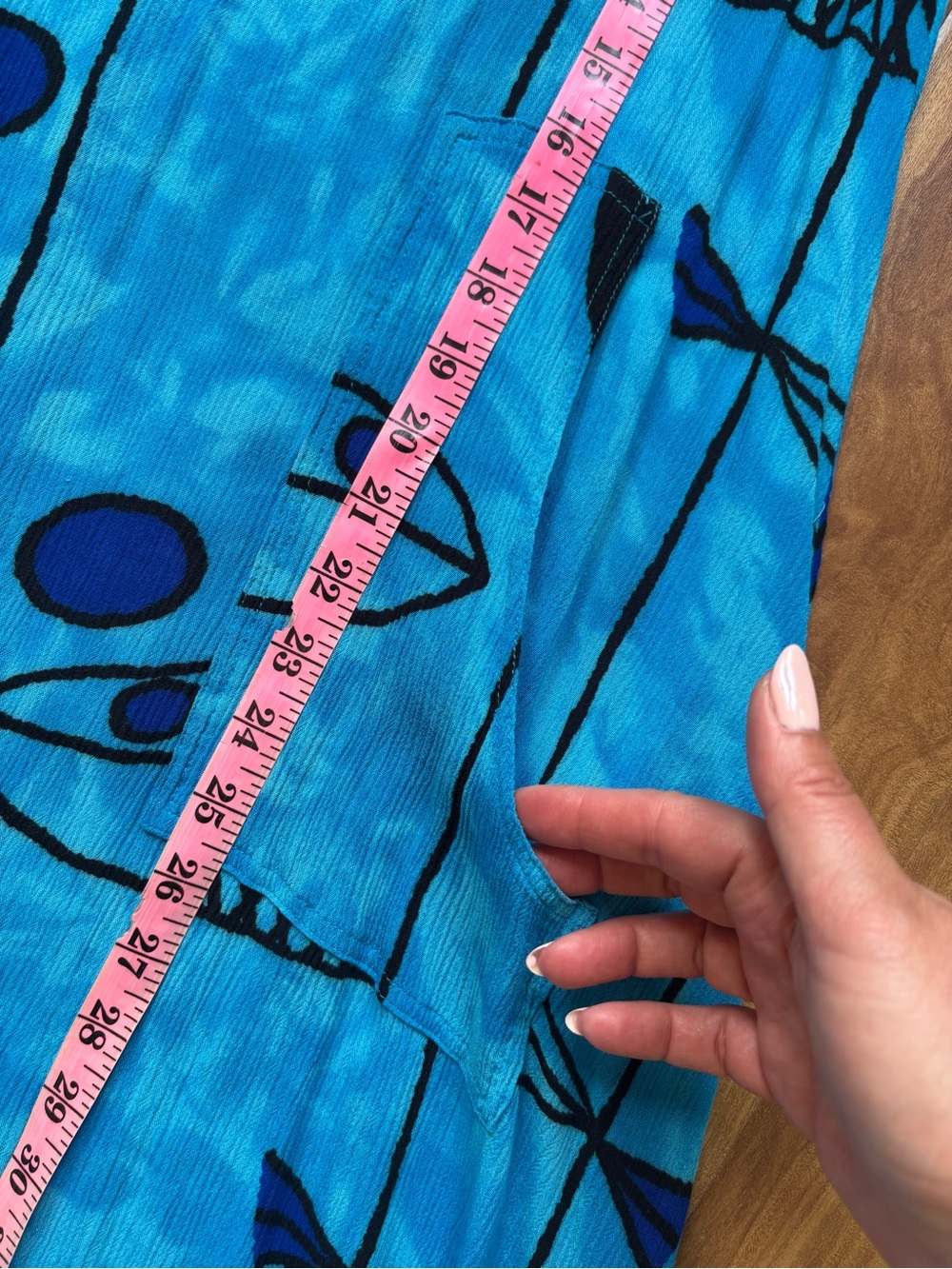 Vintage Bright Blue Sleeveless Maxi Dress with Fish Print - Picture 9 of 11